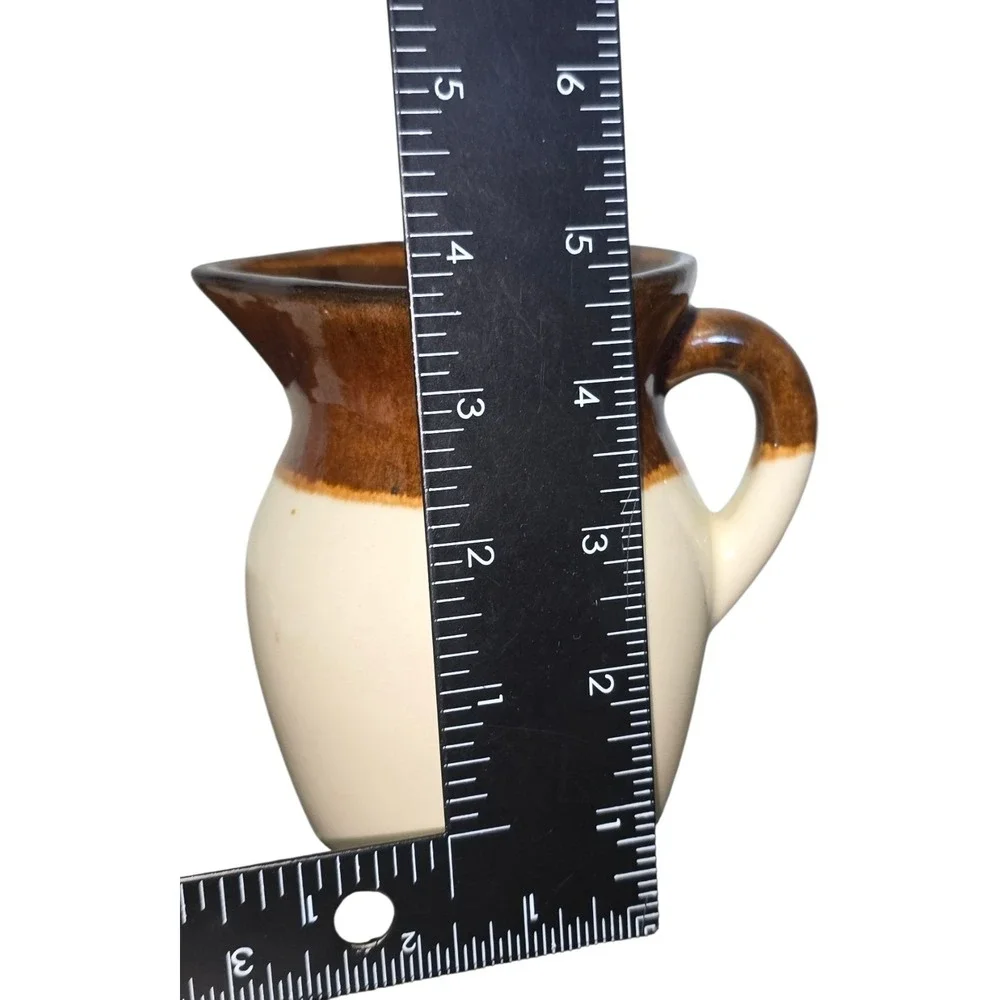VTG 40s Brown Dip Pottery Jug Pitcher Creamer RRP‎ Co Roseville Ohio USA